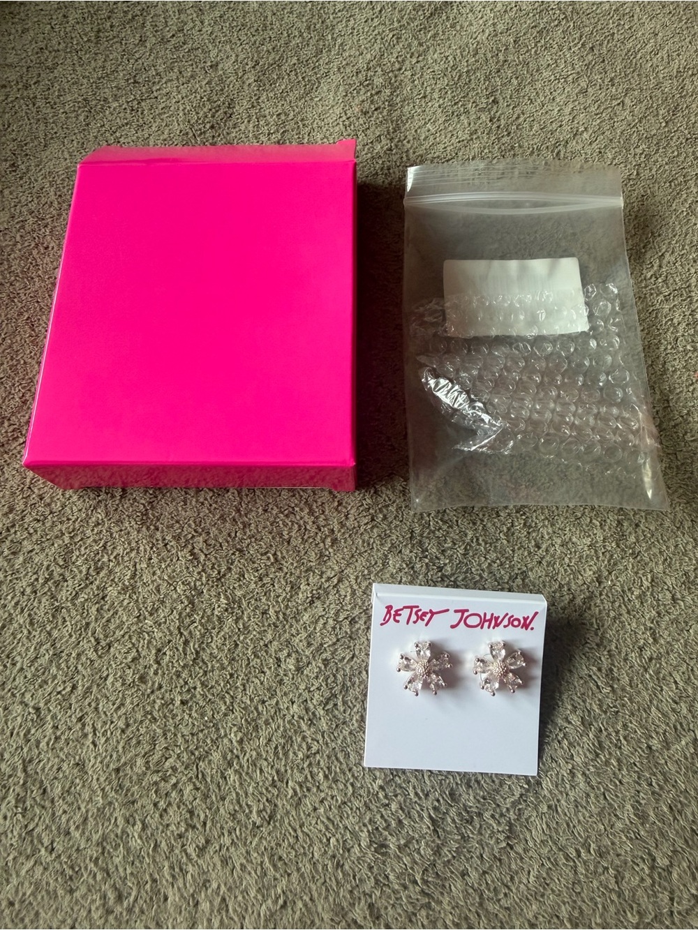 Betsey Johnson Rose Gold Floral Crystal Stud Earrings